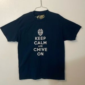 Chive tees large navy blue keep calm & chive on t shirt KCCO PD made in ‘Merica